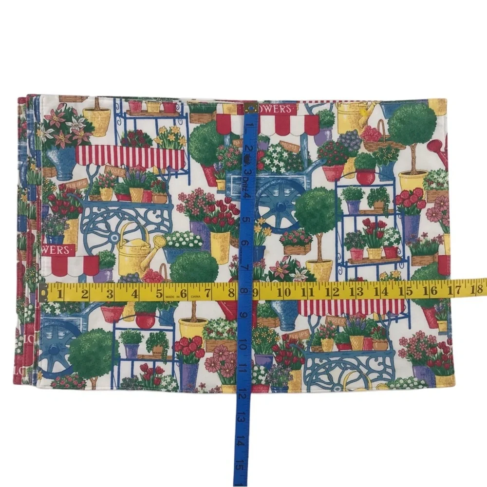 4 Vintage Colorful French Flowers Cart Cloth Placemats Farmhouse Provence FLAWS